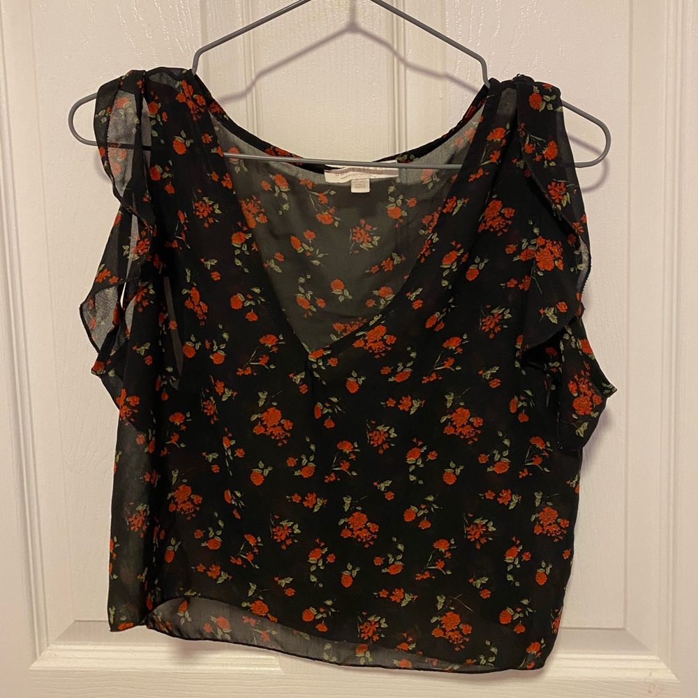 rose patterned see through top